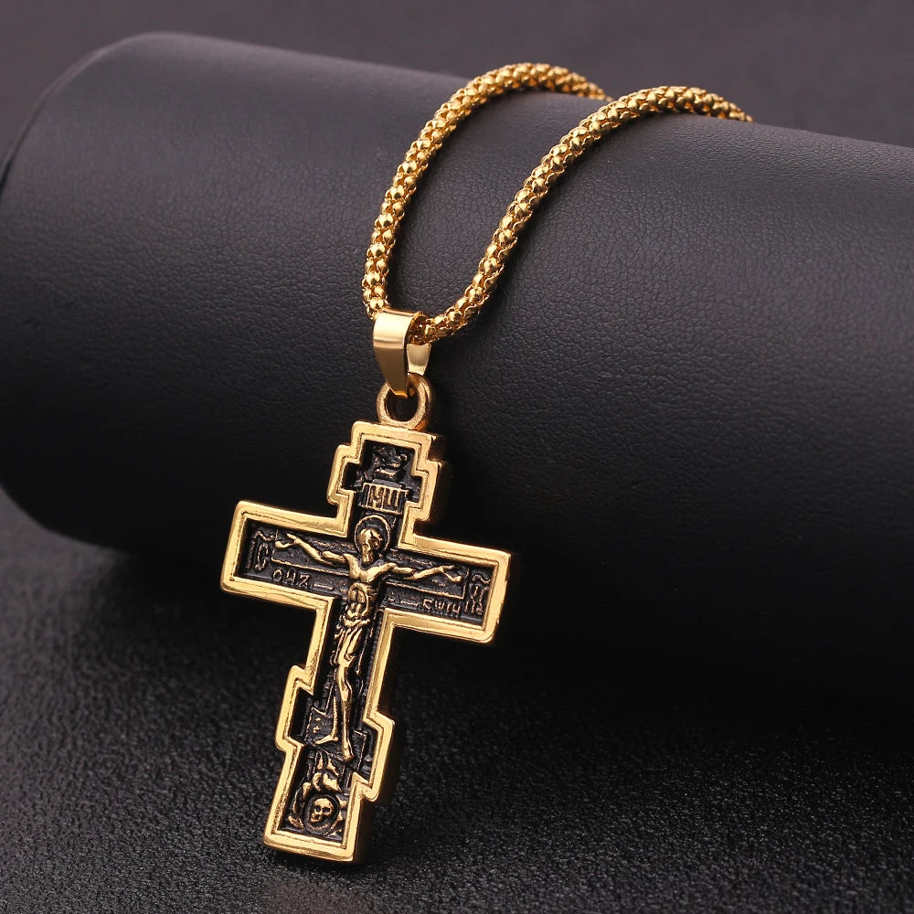 Christian Orthodox Cross Jesus Cross Pendant Necklace Jesus Men Women for Fashion Personality Accessories
