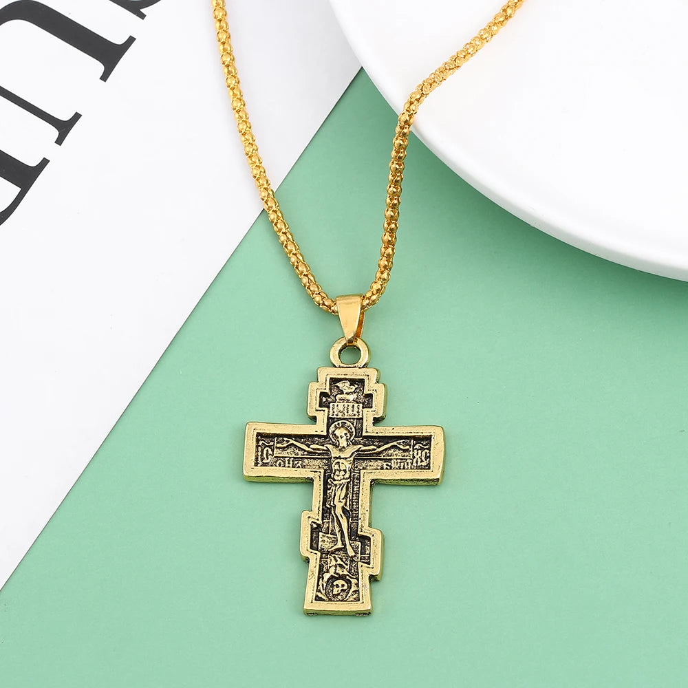 Christian Orthodox Cross Jesus Cross Pendant Necklace Jesus Men Women for Fashion Personality Accessories