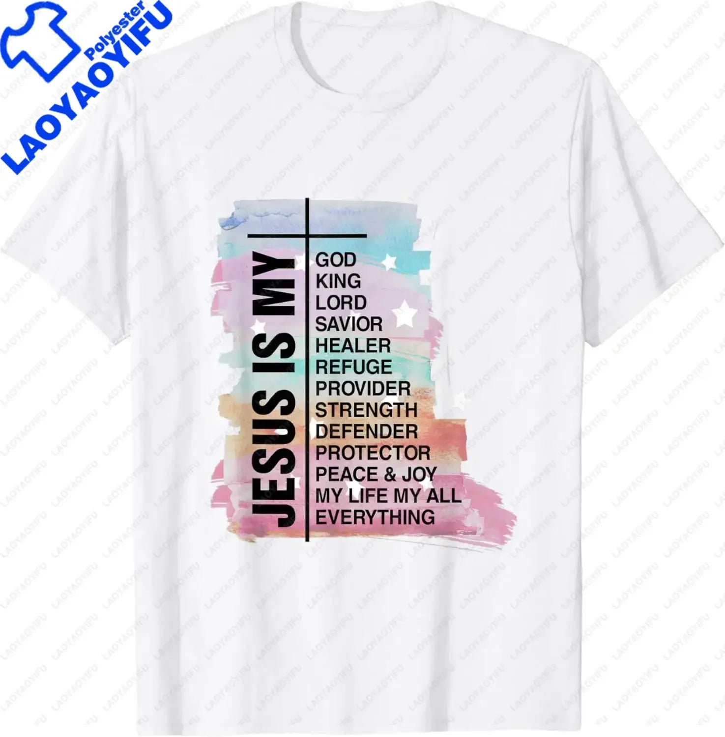 Christian Jesus Is King Design Crown T-Shirt Street Casual Couple Clothes T Shirts for Men Camisetas Streetwear