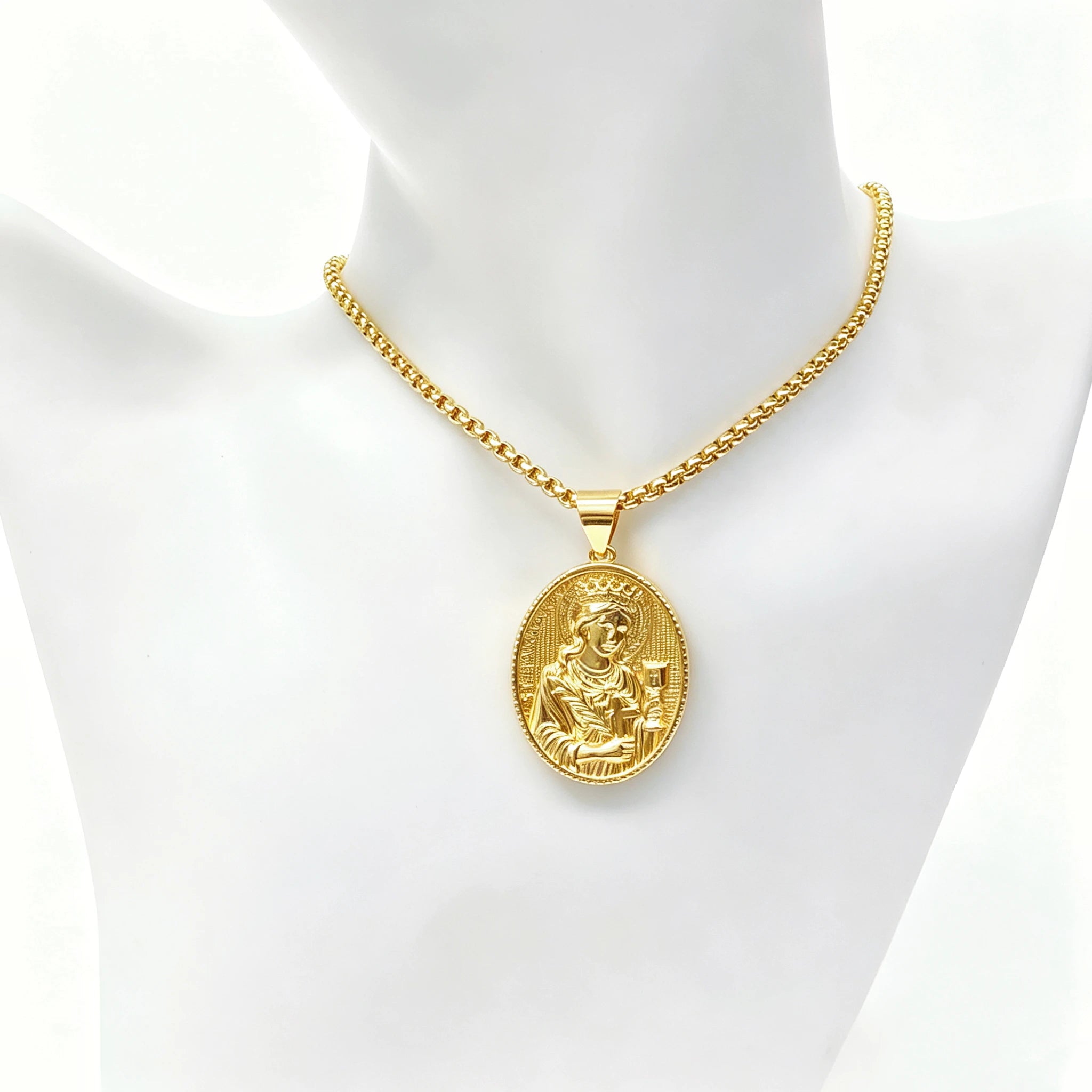 Classic Christian Catholic Jesus Christ Our Lady of Guadalupe Stainless Steel Chain Necklace for Men Women Party Amulet Jewelry