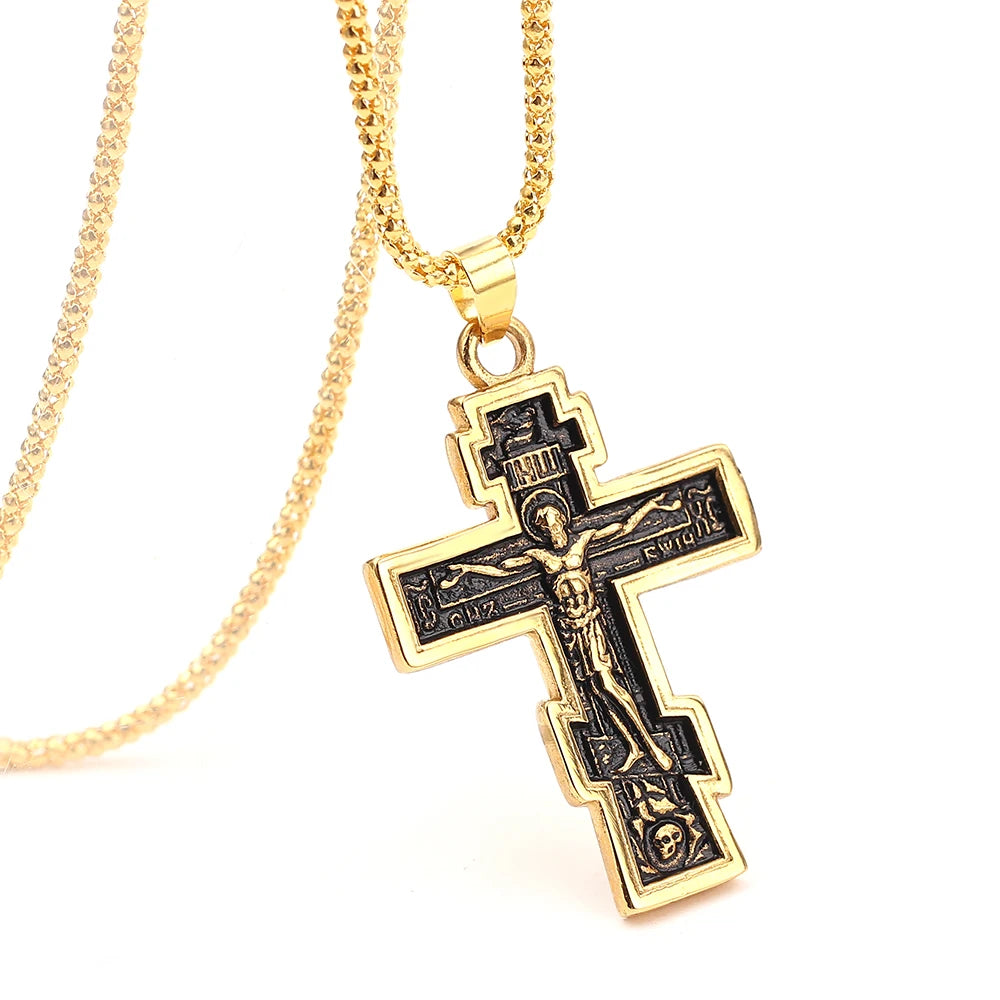 Christian Orthodox Cross Jesus Cross Pendant Necklace Jesus Men Women for Fashion Personality Accessories