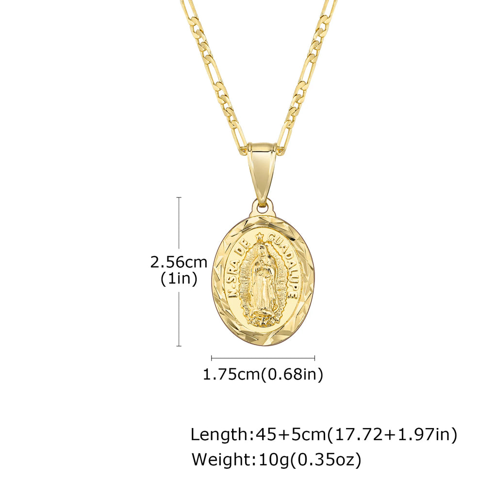Classic Virgin Mary Prayer Pendant Necklace for Men Women, Silver Gold Color Metal Necklace, Religious Amulet Jewelry Unisex
